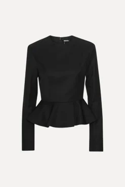 Tops-ROTATE Birger Christensen Peplum Ls Top Black Black color