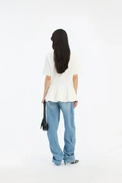 Tops-ROTATE Birger Christensen Peplum T-shirt Bright White Bright White color