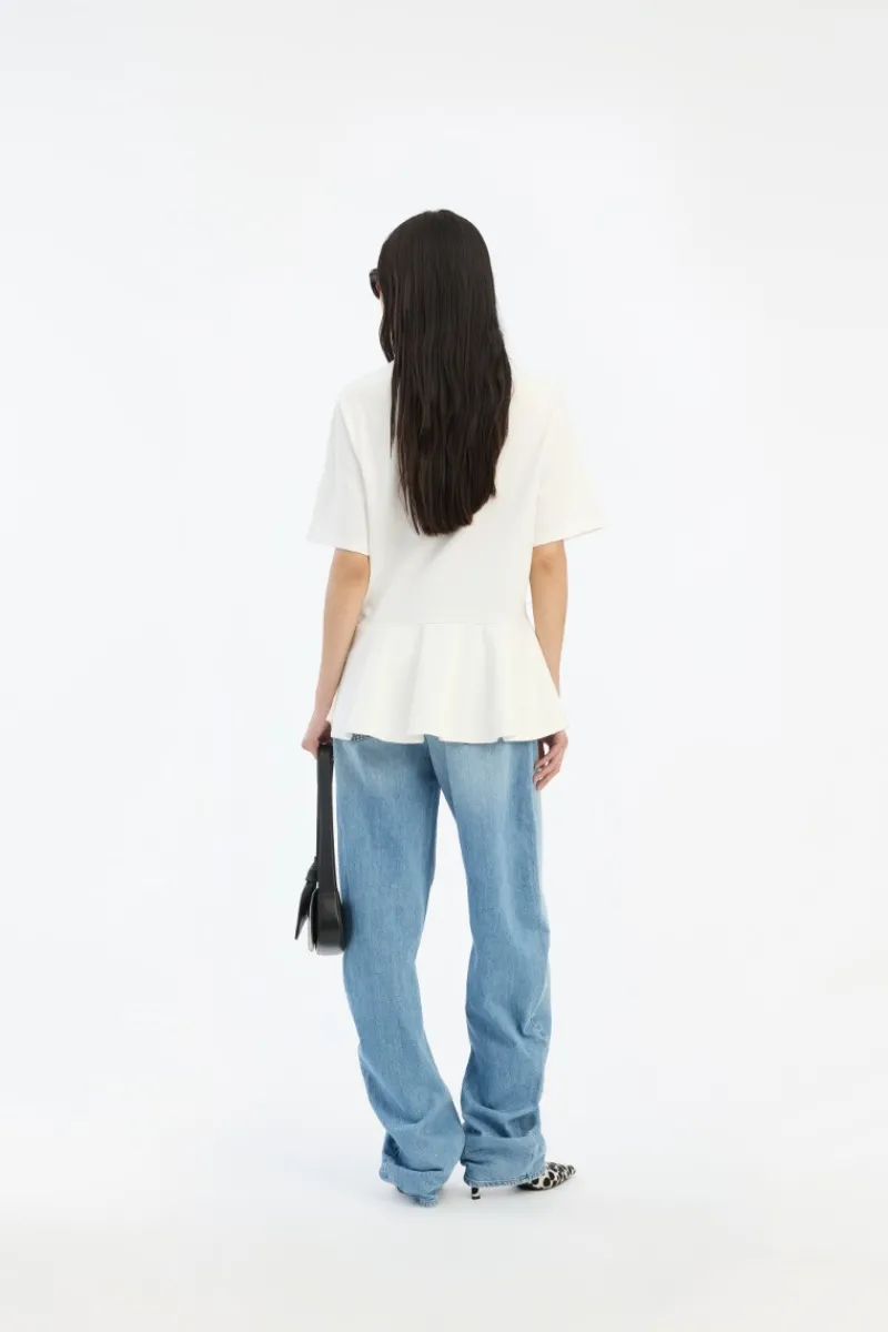 Tops-ROTATE Birger Christensen Peplum T-shirt Bright White Bright White color