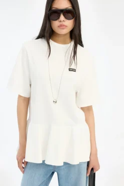 Tops-ROTATE Birger Christensen Peplum T-shirt Bright White Bright White color