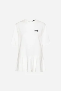 Tops-ROTATE Birger Christensen Peplum T-shirt Bright White Bright White color