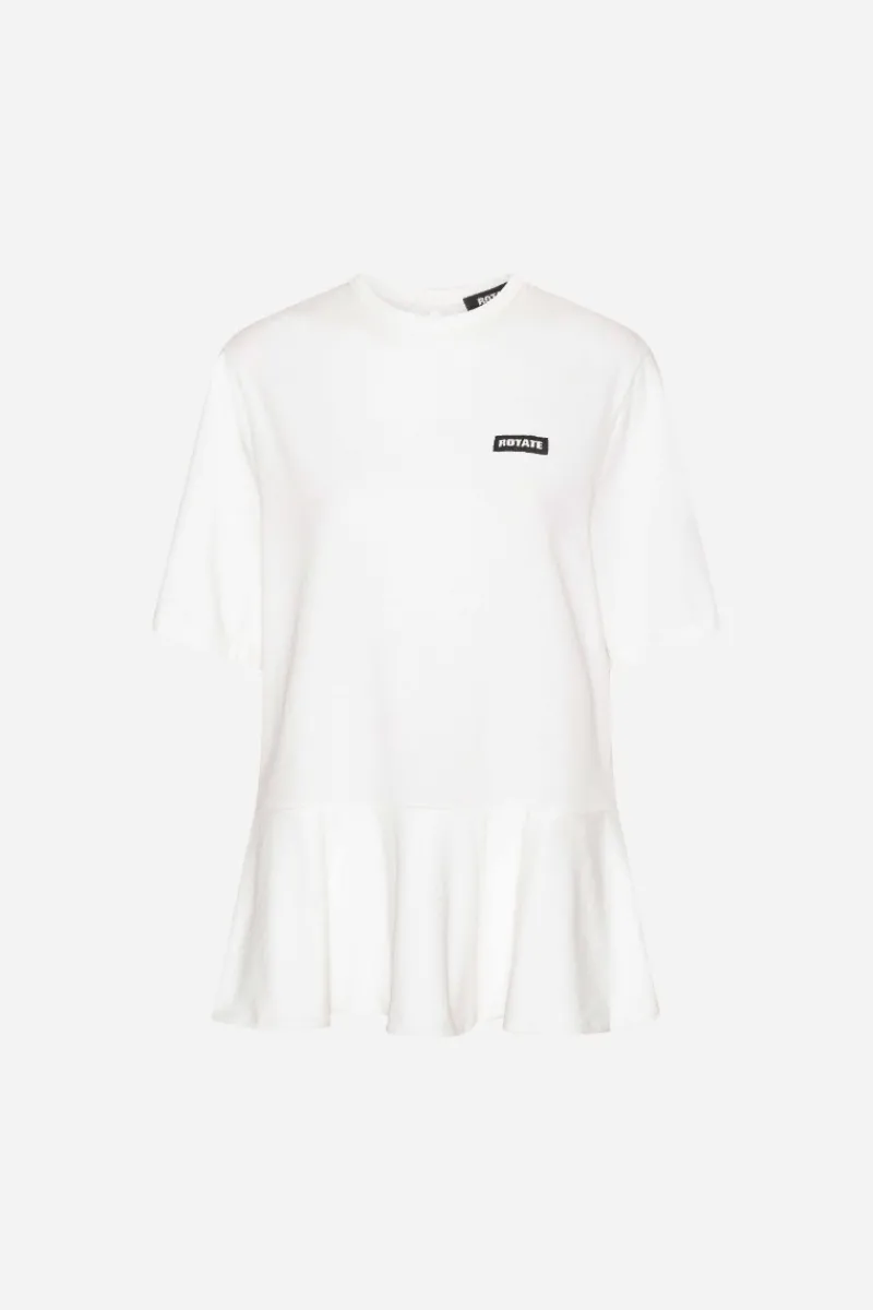 Tops-ROTATE Birger Christensen Peplum T-shirt Bright White Bright White color