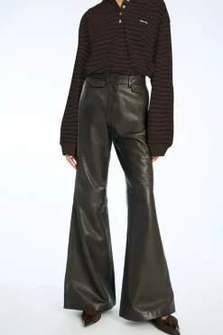 Tops-ROTATE Birger Christensen Pique Longsleeve Polo Brown Molé Comb. color