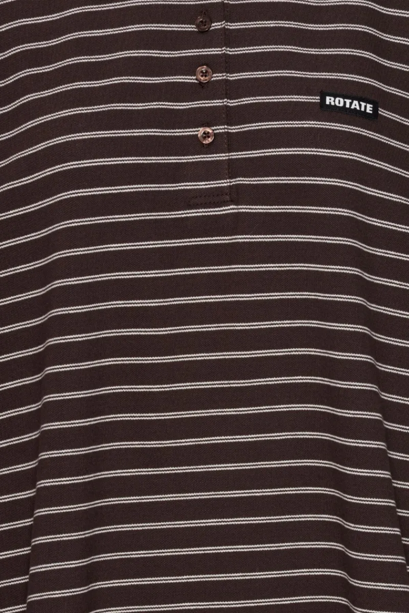 Tops-ROTATE Birger Christensen Pique Longsleeve Polo Brown Molé Comb. color