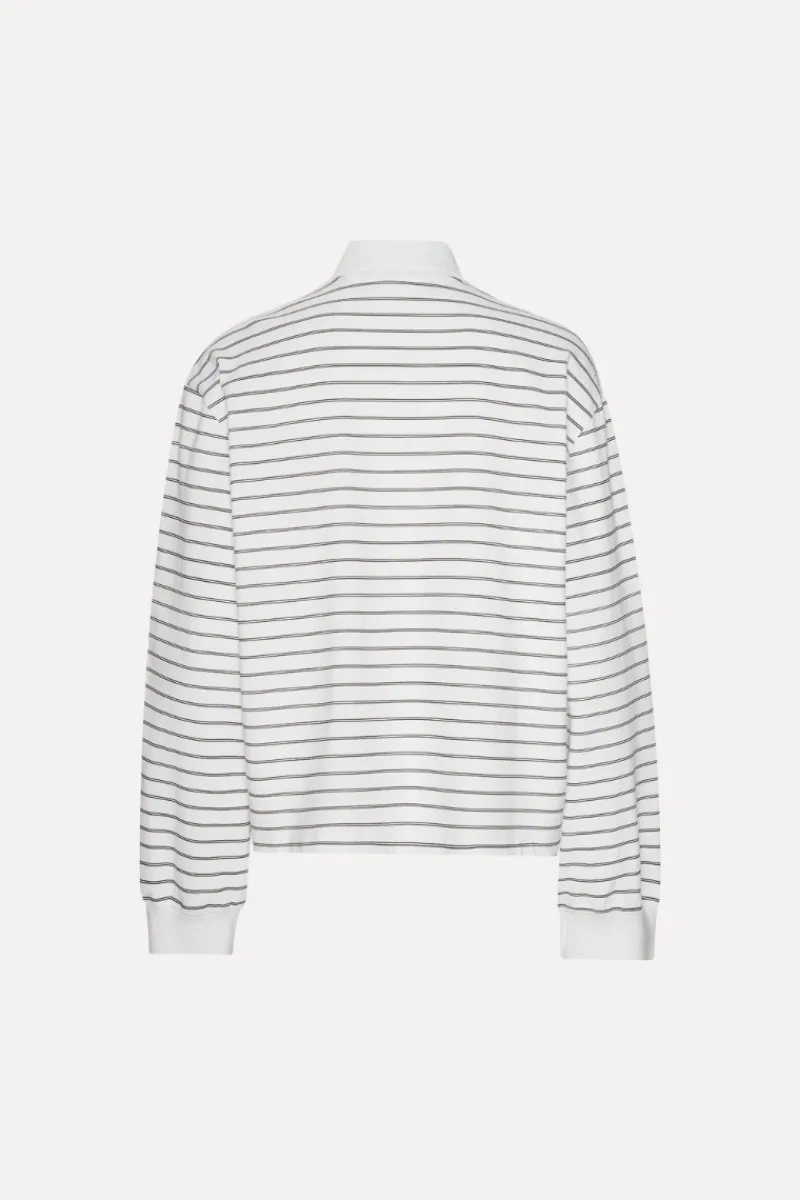 Tops-ROTATE Birger Christensen Pique Longsleeve Polo White Egret Comb. color