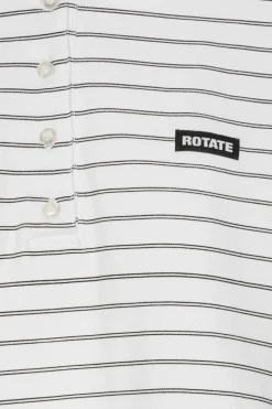 Tops-ROTATE Birger Christensen Pique Longsleeve Polo White Egret Comb. color
