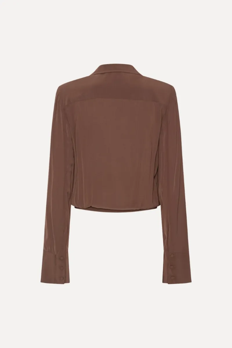 Tops-ROTATE Birger Christensen Pleated Ls Top Brown Potting Soil color