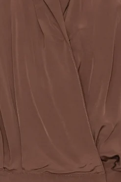 Tops-ROTATE Birger Christensen Pleated Ls Top Brown Potting Soil color