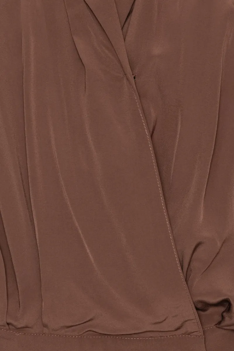 Tops-ROTATE Birger Christensen Pleated Ls Top Brown Potting Soil color