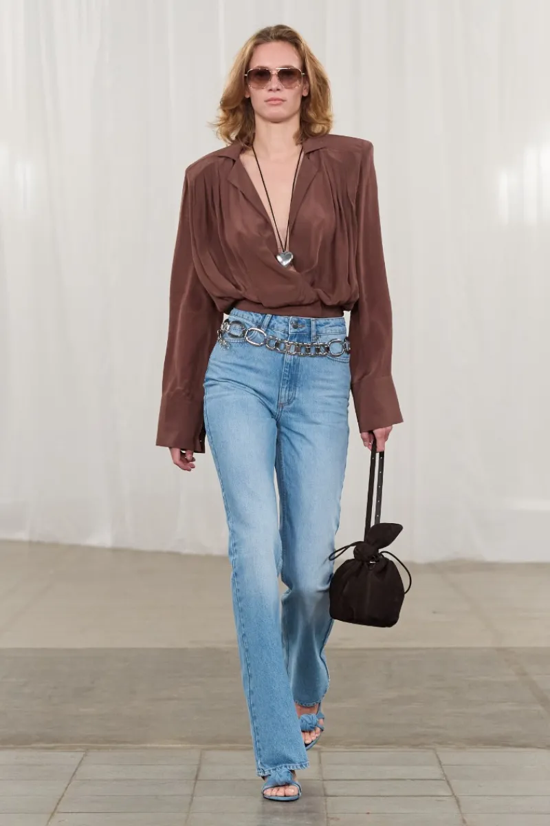 Tops-ROTATE Birger Christensen Pleated Ls Top Brown Potting Soil color