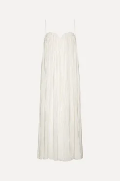 Bridal|Midi Dresses-ROTATE Birger Christensen Pleated Midi Strap Dress White Egret color
