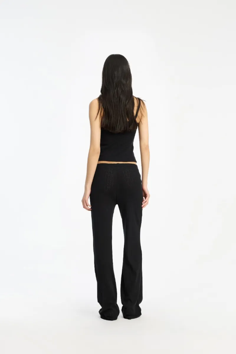 Tops-ROTATE Birger Christensen Pointelle Fitted Top Black Black color