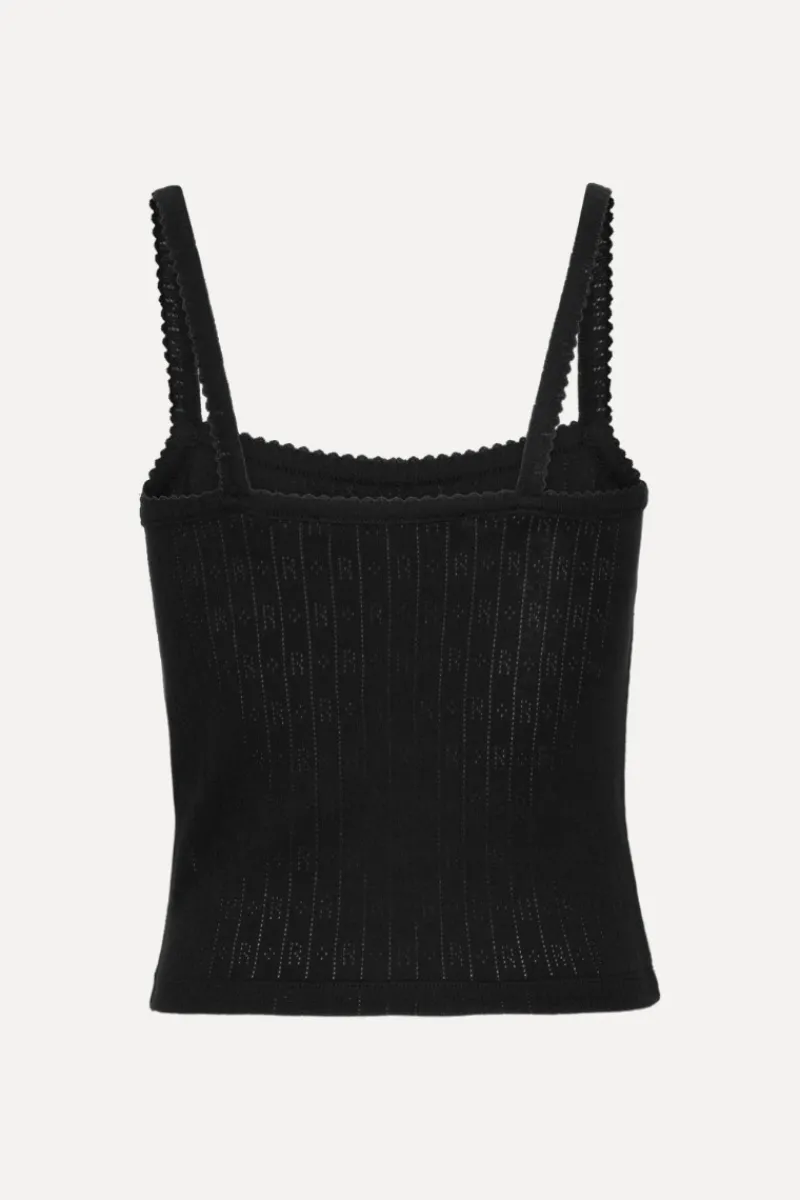 Tops-ROTATE Birger Christensen Pointelle Fitted Top Black Black color