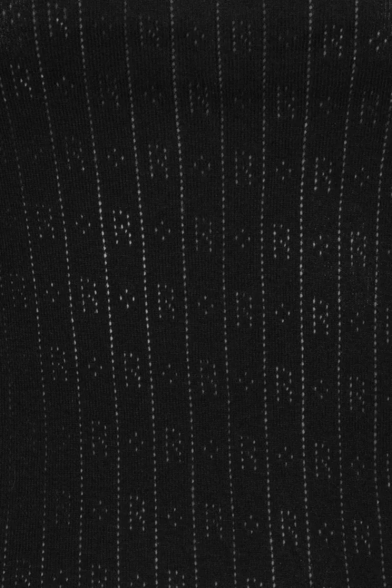 Tops-ROTATE Birger Christensen Pointelle Fitted Top Black Black color