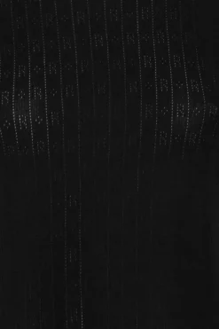 Tops-ROTATE Birger Christensen Pointelle Fitted T-shirt Black Black color