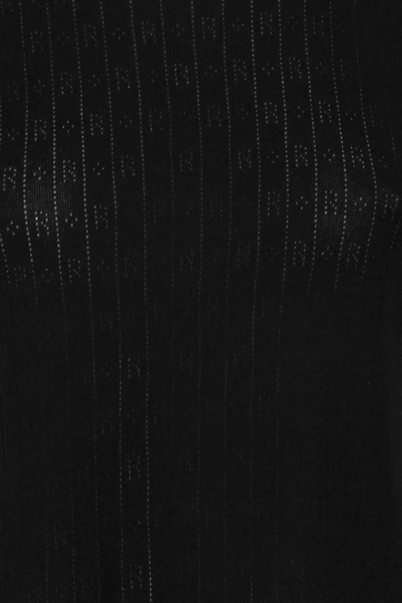 Tops-ROTATE Birger Christensen Pointelle Fitted T-shirt Black Black color