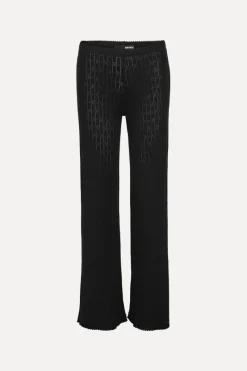 Pants-ROTATE Birger Christensen Pointelle Leggings Black Black color