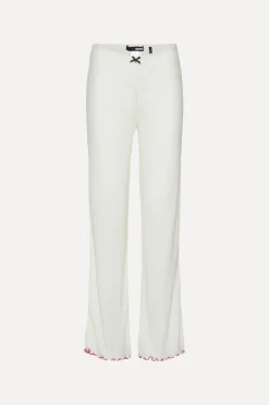 Pants-ROTATE Birger Christensen POINTELLE LOW LEGGINGS WHITE Bright White color