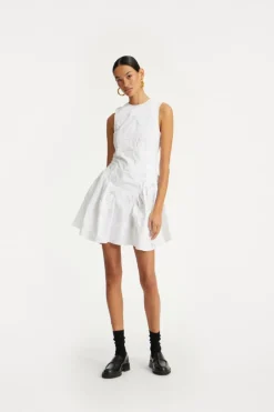 Mini Dresses|Dresses-ROTATE Birger Christensen Poplin Mini Dress Bright White Bright White color