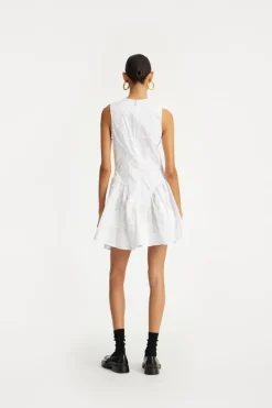 Mini Dresses|Dresses-ROTATE Birger Christensen Poplin Mini Dress Bright White Bright White color