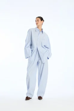 Tops-ROTATE Birger Christensen Poplin Oversized Shirt Blue Hydrangea (Blue) Comb. color