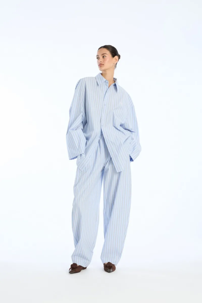 Tops-ROTATE Birger Christensen Poplin Oversized Shirt Blue Hydrangea (Blue) Comb. color