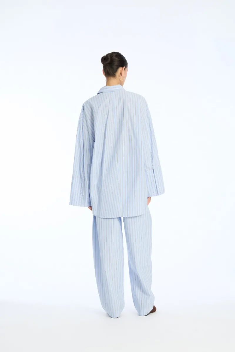 Tops-ROTATE Birger Christensen Poplin Oversized Shirt Blue Hydrangea (Blue) Comb. color