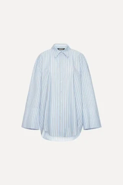 Tops-ROTATE Birger Christensen Poplin Oversized Shirt Blue Hydrangea (Blue) Comb. color