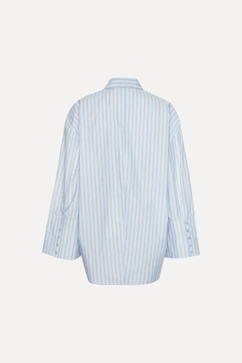 Tops-ROTATE Birger Christensen Poplin Oversized Shirt Blue Hydrangea (Blue) Comb. color