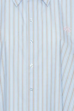 Tops-ROTATE Birger Christensen Poplin Oversized Shirt Blue Hydrangea (Blue) Comb. color