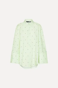 Tops-ROTATE Birger Christensen Poplin Oversized Shirt Striped Green Gleam (Green) Comb. color
