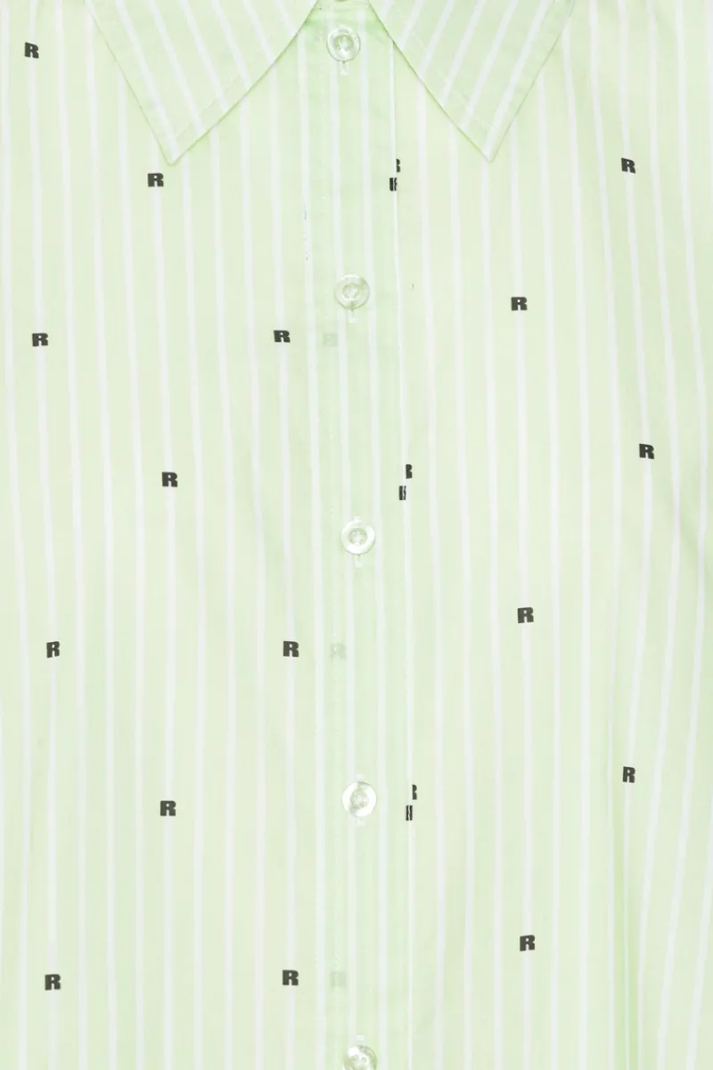 Tops-ROTATE Birger Christensen Poplin Oversized Shirt Striped Green Gleam (Green) Comb. color