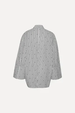 Tops-ROTATE Birger Christensen Poplin Oversized Shirt Striped Black 1000 Black Comb. color