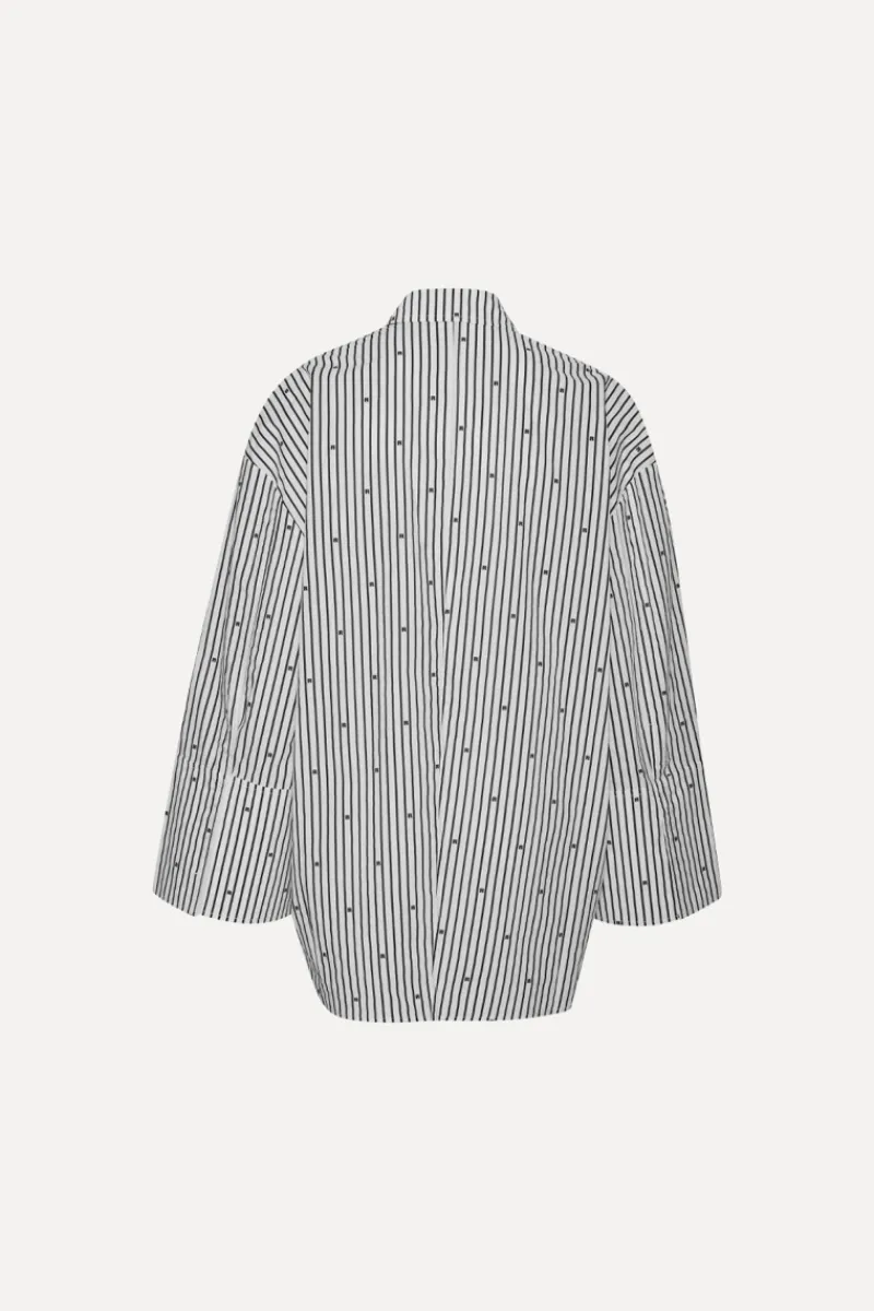 Tops-ROTATE Birger Christensen Poplin Oversized Shirt Striped Black 1000 Black Comb. color