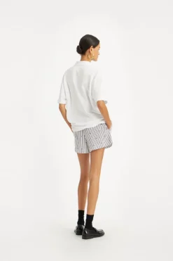 Skirts-ROTATE Birger Christensen Poplin Shorts Striped Black 1000 Black Comb. color