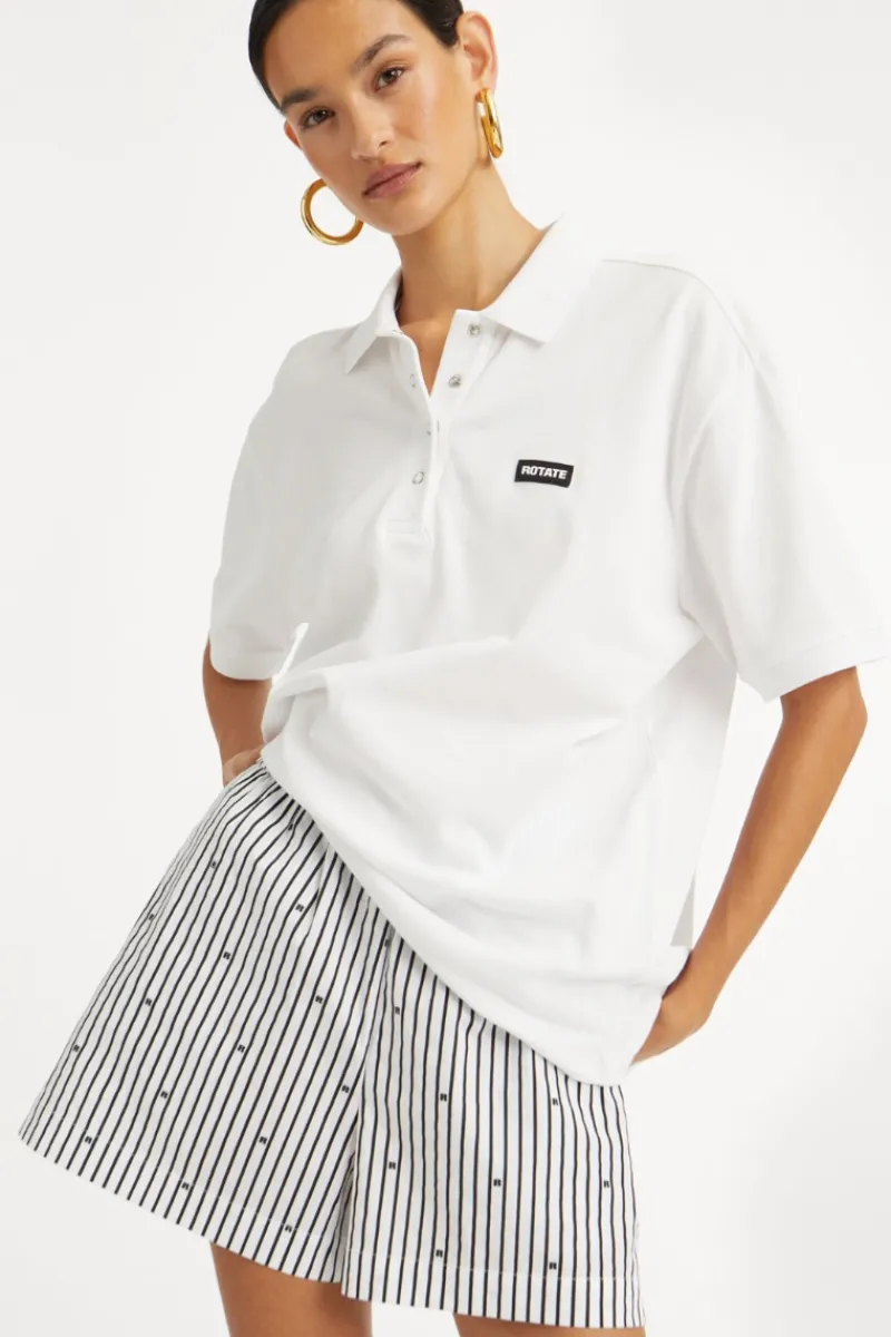 Skirts-ROTATE Birger Christensen Poplin Shorts Striped Black 1000 Black Comb. color