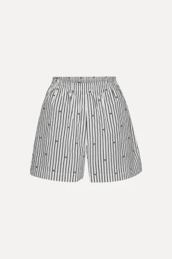 Skirts-ROTATE Birger Christensen Poplin Shorts Striped Black 1000 Black Comb. color