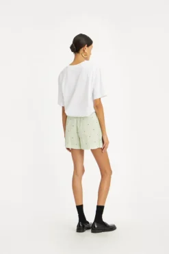 Skirts-ROTATE Birger Christensen Poplin Shorts Striped Green Gleam (Green) Comb. color