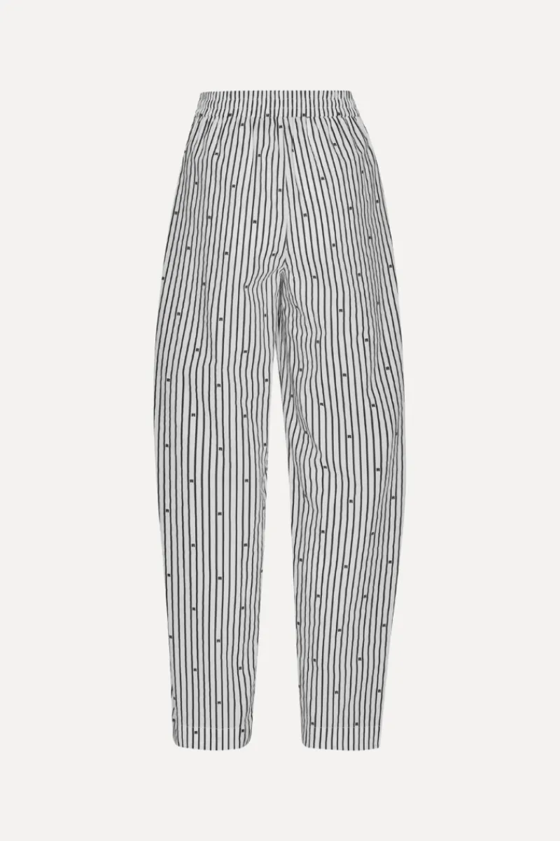 Pants-ROTATE Birger Christensen Poplin Tapered Pants Striped Black 1000 Black Comb. color