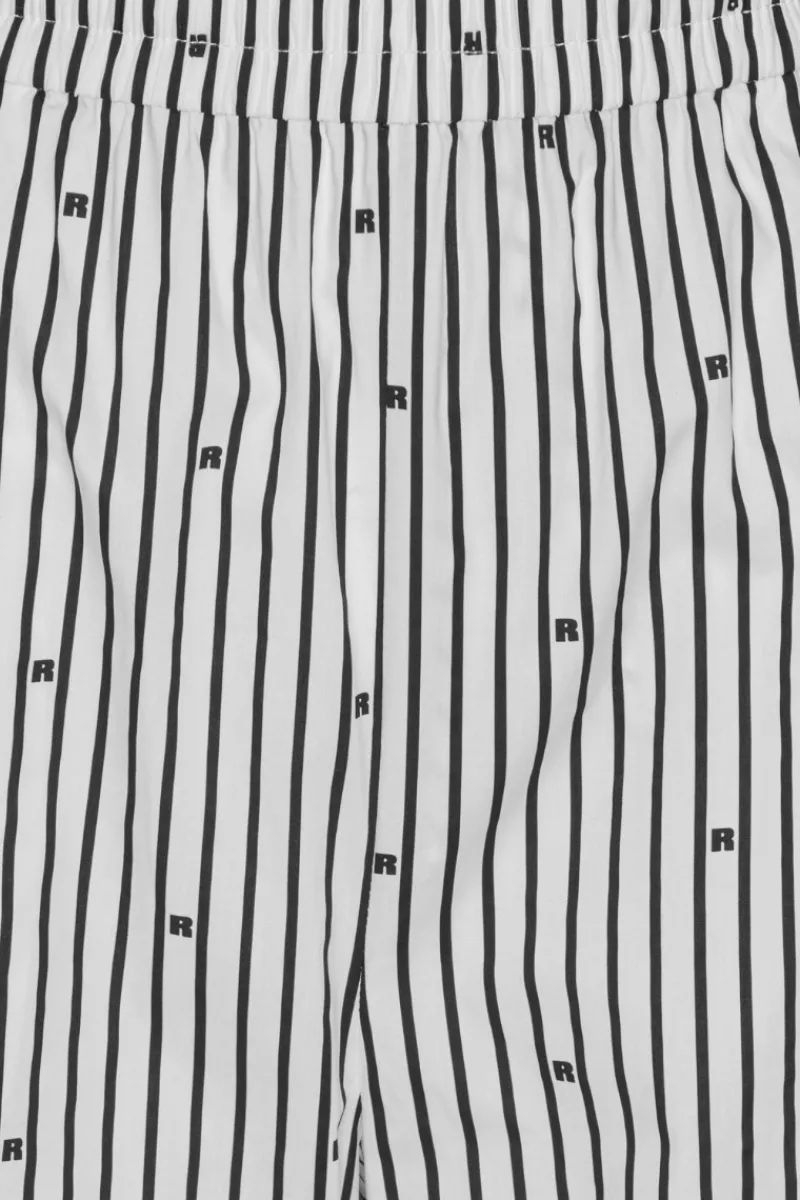 Pants-ROTATE Birger Christensen Poplin Tapered Pants Striped Black 1000 Black Comb. color