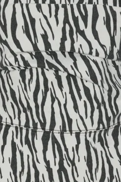 Tops-ROTATE Birger Christensen Printed Denim Top Black Print Egret Comb. color