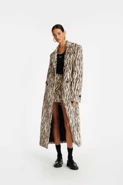 Skirts-ROTATE Birger Christensen Printed Faux Fur Skirt Black Print Egret Comb. color