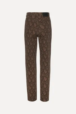 Pants-ROTATE Birger Christensen Printed Straight Jeans Brown Taupe Gray color