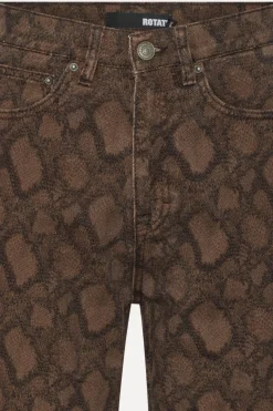Pants-ROTATE Birger Christensen Printed Straight Jeans Brown Taupe Gray color