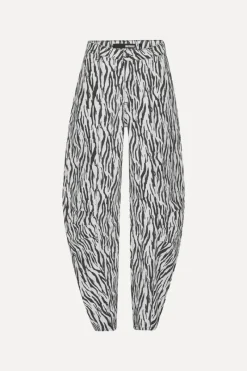Pants-ROTATE Birger Christensen Printed Twill Cargo Pants Black Print Egret Comb. color