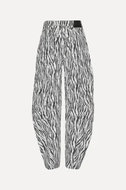 Pants-ROTATE Birger Christensen Printed Twill Cargo Pants Black Print Egret Comb. color