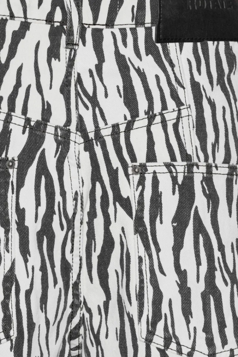 Pants-ROTATE Birger Christensen Printed Twill Cargo Pants Black Print Egret Comb. color