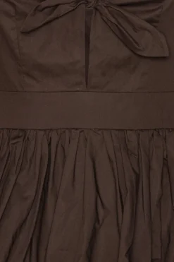 Tops-ROTATE Birger Christensen Puff Sleeve Bubble Top Dark Brown Molé color