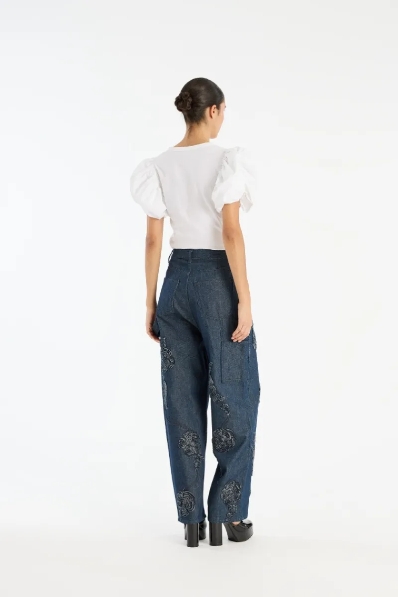 Tops-ROTATE Birger Christensen Puff Sleeve T-shirt Bright White Bright White color