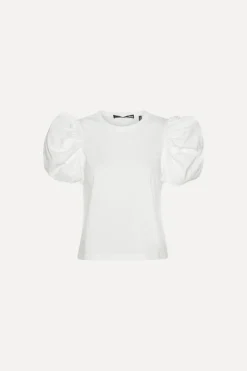 Tops-ROTATE Birger Christensen Puff Sleeve T-shirt Bright White Bright White color